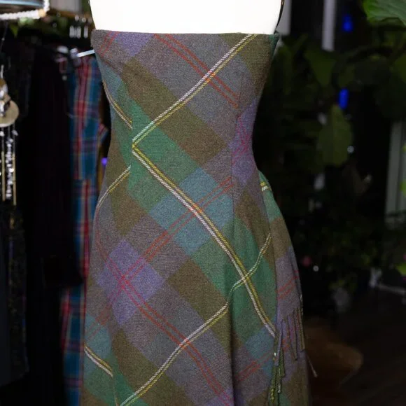 Rugby Ralph Lauren Tartan Wool Strapless Dress – Bias Cut – Size 8 - Picture 4 of 10